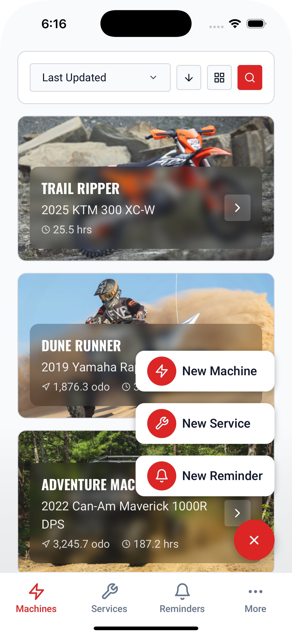 LookOver add machine screen