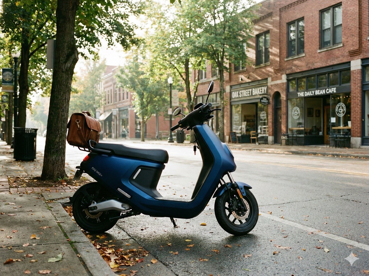 Scooter parked in urban setting